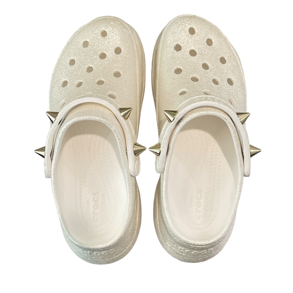 Women Crocs Classic Bae Glitter Stud Platform Clog Size 10 - White -LIMITED - Picture 6 of 12